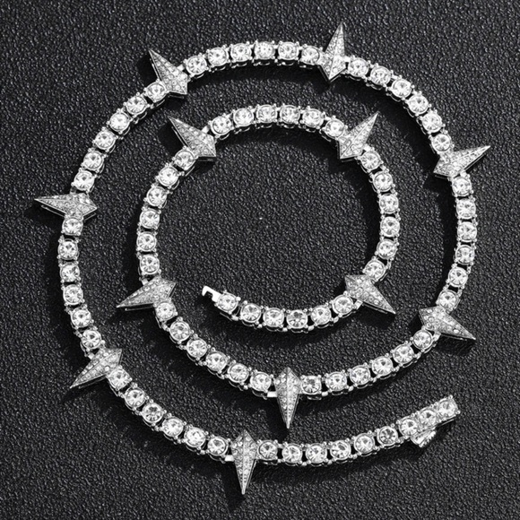 Hip Hop, Badass, Bling Simulated Diamond Tennis Necklace Chain, Unisex GIFT - Picture 1 of 9